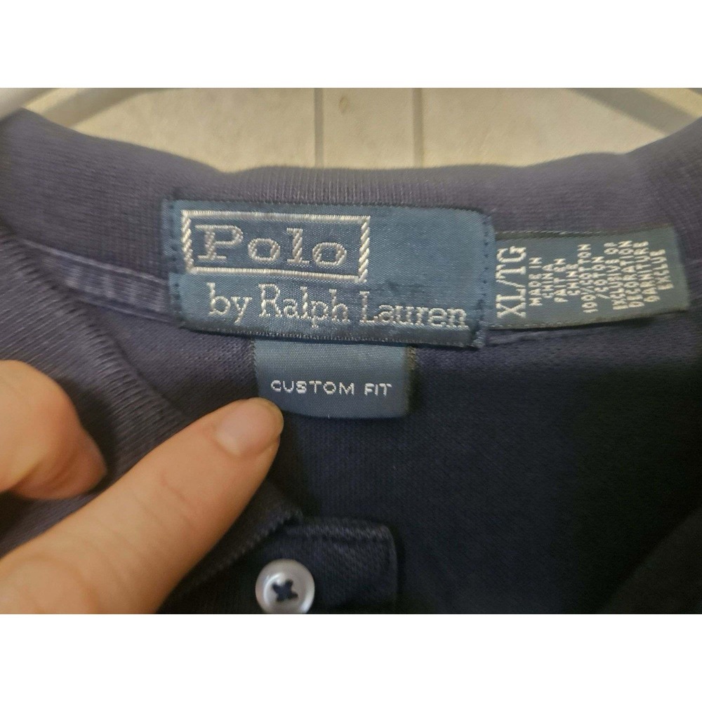 Polo Ralph Lauren Men's XL Custom-Fit Polo Shirt Navy Blue Red Pony Logo - Picture 3 of 3